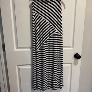 Blue and White Striped Maxi Dress